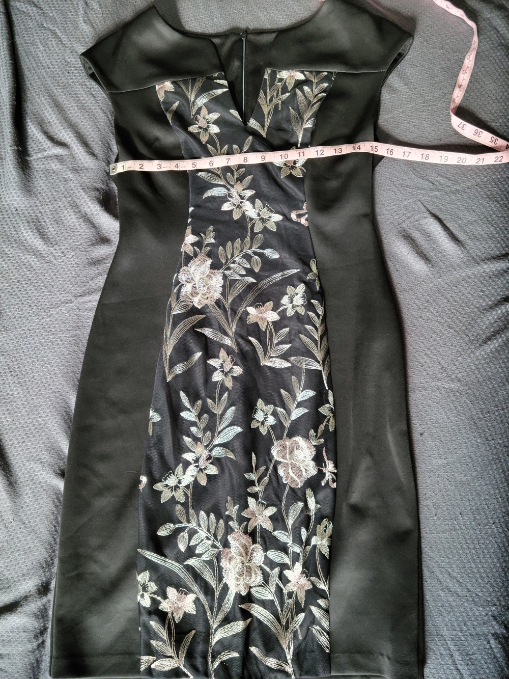 connected apparel Black Midi Dress with Silver Floral Embroidery - Picture 9 of 11